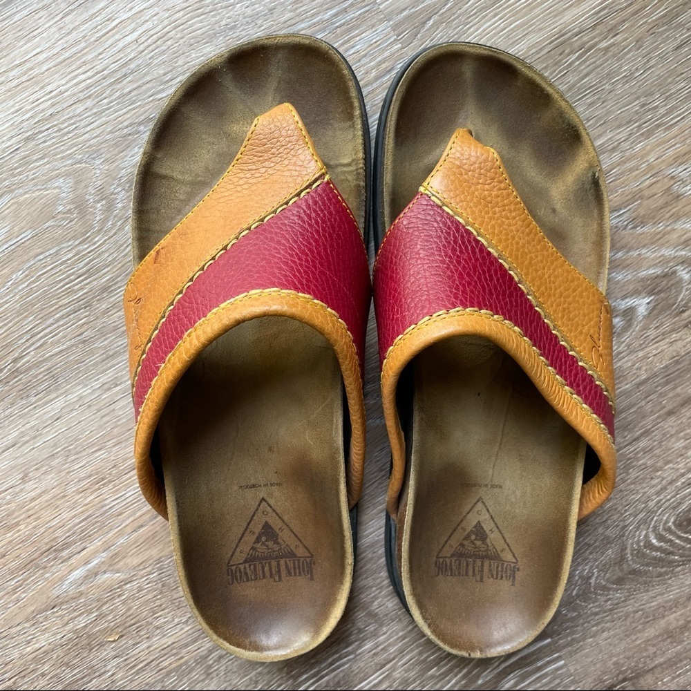 Women's Tan and Red Sandals - Picture 2 of 7